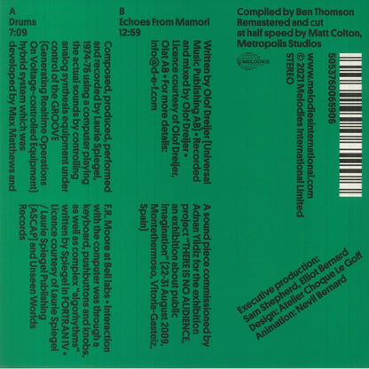 Ben UFO Selects Laurie Spiegel / Olof Dreijer – Melodies Record Club 002 (12", Melodies International, 2021) Back Cover