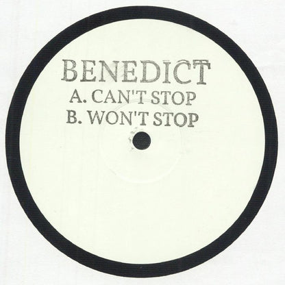 Benedict – Can't Stop / Won't Stop (12", Benedict, 2025) back cover