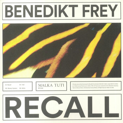 Benedikt Frey – Recall (12", Malka Tuti, 2023) Front Cover