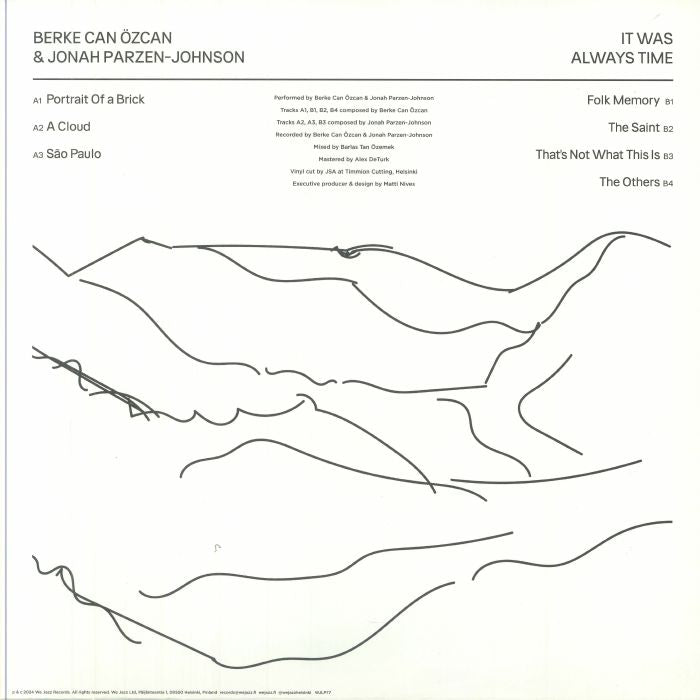 Berke Can Özcan & Jonah Parzen-Johnson – It Was Always Time (LP, We Jazz, 2024) Back Cover