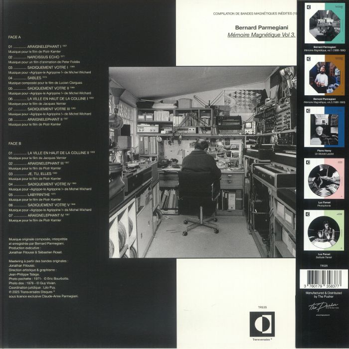 Bernard Parmegiani – Mémoire Magnétique, Vol. 3 (1967-1971) (LP, Transversales Disques, 2025) Back Cover