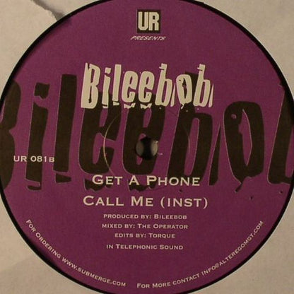 Bileebob – Call Me (12", Underground Resistance, 2010) Back Cover