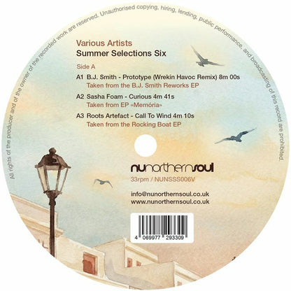 Bj Smith / Sasha Foam / Roots Artefact / Visions Of Light / Lonely Deckchair / Perth Lewis – Summer Selections Six (12", Nunorthern Soul, 2026) Back Cover