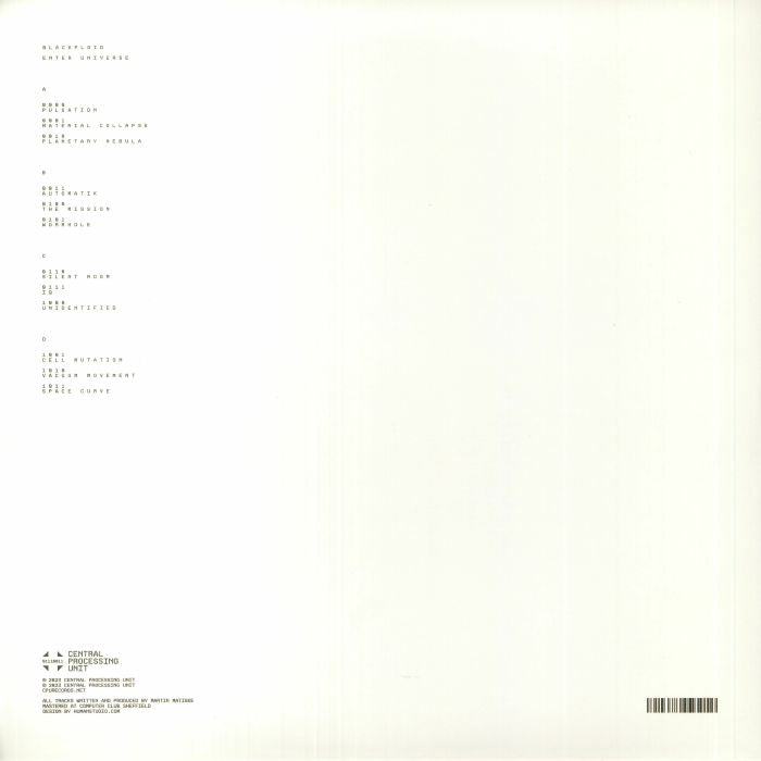 Blackploid – Enter Universe (2x12", Central Processing Unit, 2023) Back Cover