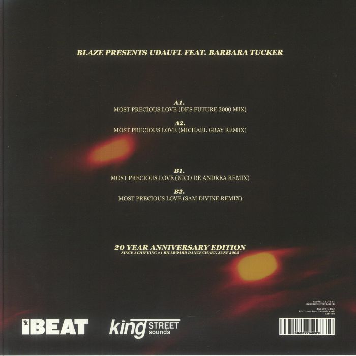 Blaze UDAUFL Barbara Tucker – Most Precious Love (12", BPM King Street Sounds, 2025) Back Cover