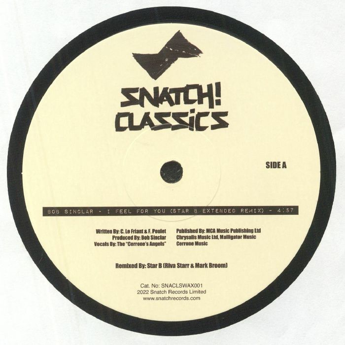 Bob Sinclar Groove Armada – I Feel For You / Superstylin' (Remixes) (12", Snatch! Classics, 2022) Front Cover