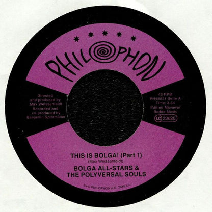 Bolga All-Stars & The Polyversal Souls – This Is Bolga Part 1 / Part 2 (7", Philophon, 2019) Front Cover