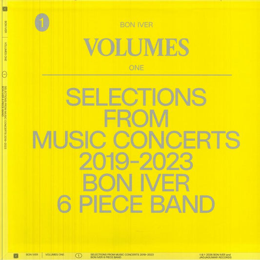 Bon Iver – Volumes: One - Selections From Music Concerts 2019-2023 Bon Iver 6 Piece Band (LP, Jagjaguwar, 2026) Front Cover