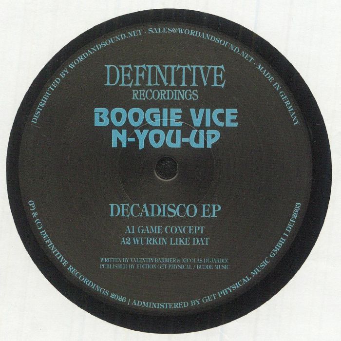 Boogie Vice , N-You-Up – Decadisco EP (12", Definitive Recordings, 2026) Front Cover