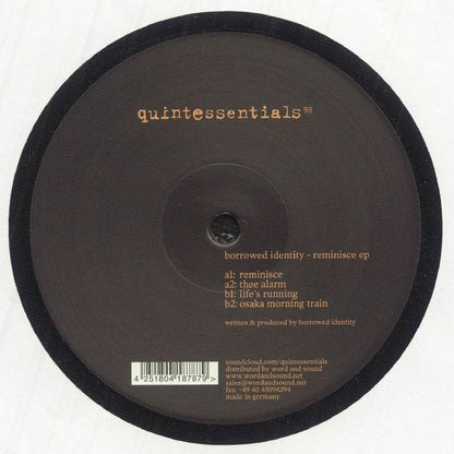 Borrowed Identity – Reminisce EP (12", Quintessentials, 2025) Back Cover