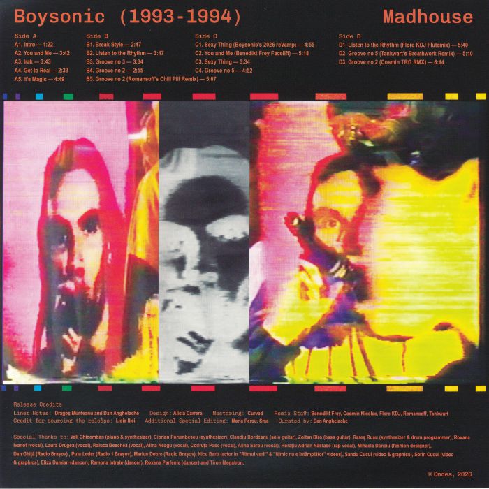 Boysonic – Madhouse (2xLP, gatefold, Ondes, 2026) Back Cover