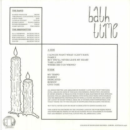 Brenda – Bath Time (LP, Black Ice, Orange & Blue Splatter, College Of Knowledge Records, 2025) Back Cover