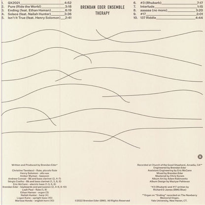 Brendan Eder Ensemble – Therapy (LP, Not On Label, 2023) Back Cover