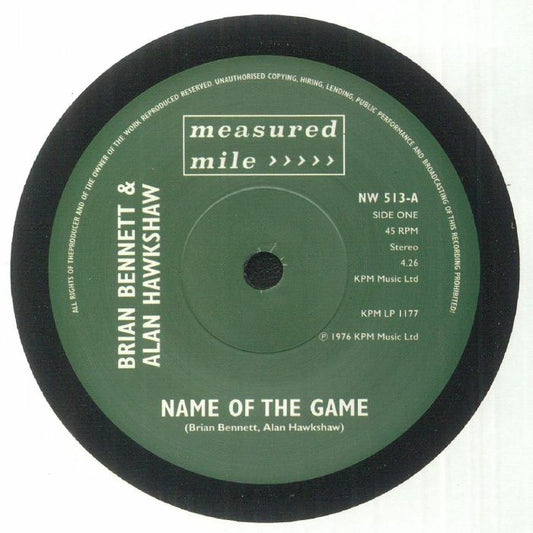 Brian Bennett & Alan Hawkshaw / Dave Richmond – Name Of The Game / Confunktion (7", Measured Mile, 2025) front cover