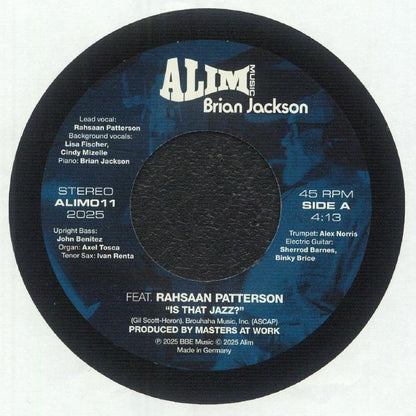 Brian Jackson Feat. Rahsaan Patterson – Is That Jazz? (7", Alim Music, 2025) front cover