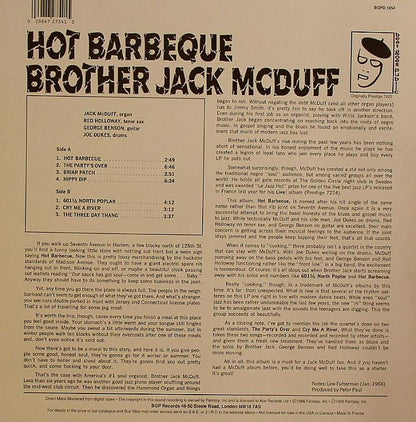 Brother Jack McDuff – Hot Barbeque (LP, BGP Records, 1993) Back Cover