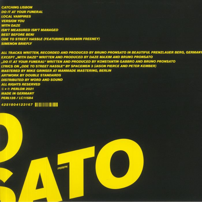 Bruno Pronsato – Do It At Your Funeral (2x12", Perlon, 2021) Back Cover