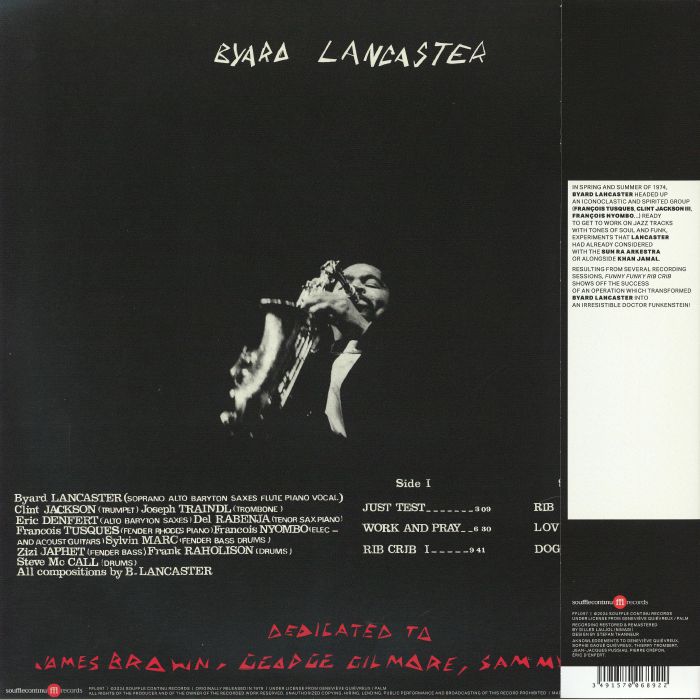 Byard Lancaster – Funny Funky Rib Crib (remastered) (LP, booklet obi-strip, Souffle Continu, 2026) Back Cover