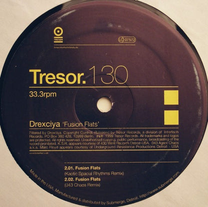 Drexciya – Fusion Flats (12", Tresor, 2000) Back Cover