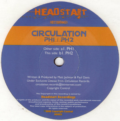 Circulation – PH1 / PH2 (12", Headstart Recordings, 2000) Front Cover