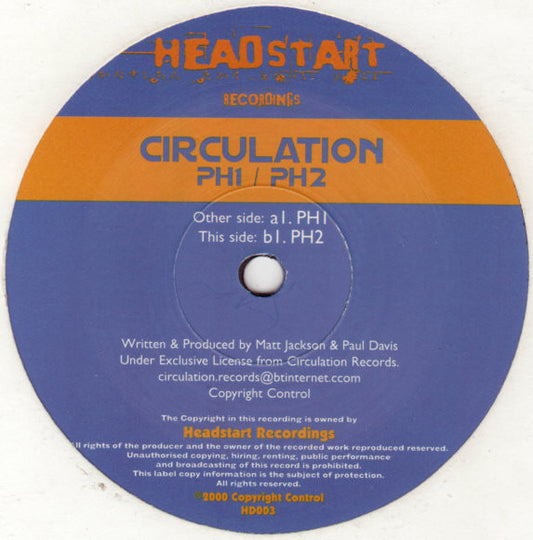 Circulation – PH1 / PH2 (12", Headstart Recordings, 2000) Front Cover