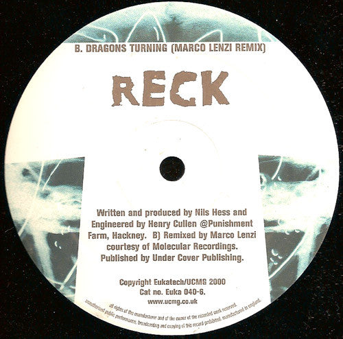 Reck – Dragons Turning (12", Eukatech, 2000) Back Cover