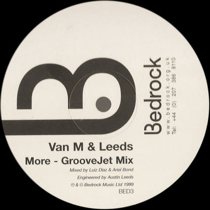 Van M & Leeds – More (12", Bedrock Records, 2000) Back Cover