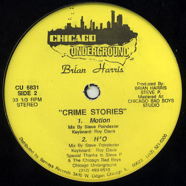 Brian Harris – Crime Stories (12", Chicago Underground, 1991) Back Cover
