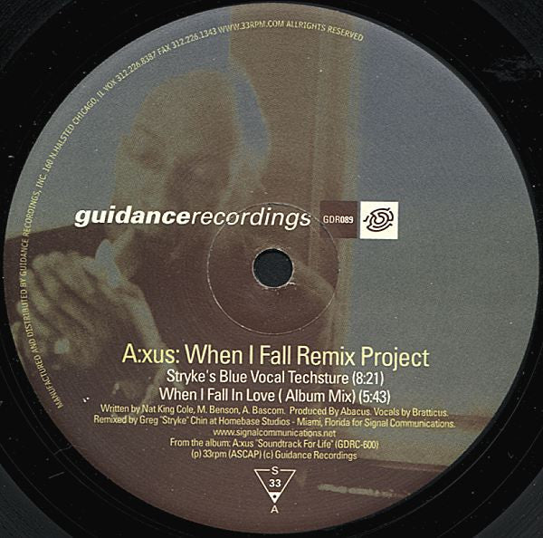 A:xus – When I Fall Remix Project (12", Guidance Recordings, 2000) Image 3