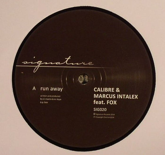 Calibre & Marcus Intalex feat. Fox – Run Away / Somethin Heavy (12", Signature Records, 2014) Front Cover