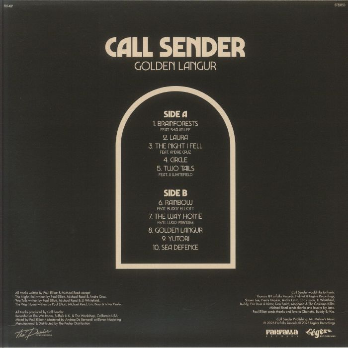 Call Sender – Golden Langur (LP, Farfalla Records, 2025) Back Cover