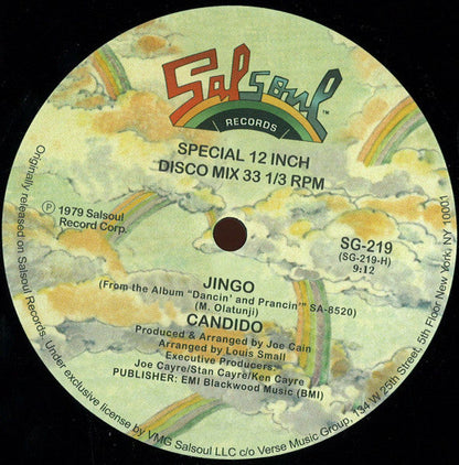 Candido – Jingo / Thousand Finger Man (12", Salsoul Records, 2015) Front Cover