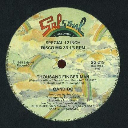 Candido – Jingo / Thousand Finger Man (12", Salsoul Records, 2015) Back Cover