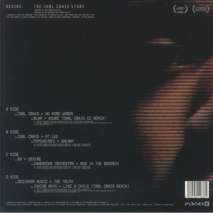 Carl Craig – Desire: The Carl Craig Story (2x12", Planet E, 2025) back cover