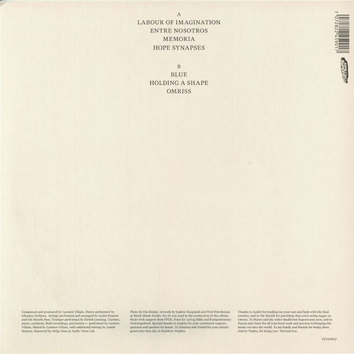 Carmen Villain – Memoria (LP, Clear, Smalltown Supersound, 2026) Back Cover