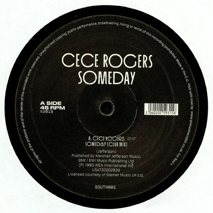 Ce Ce Rogers – Someday (12", South Street, 2018) Front Cover
