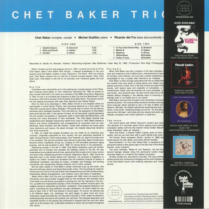 Chet Baker Trio - Mr. B (LP) (Clear, 180g)