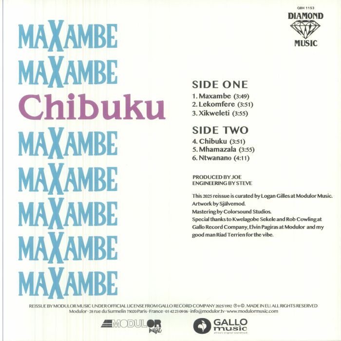 Chibuku – Maxambe (LP, Modulor Music, 2026) Back Cover