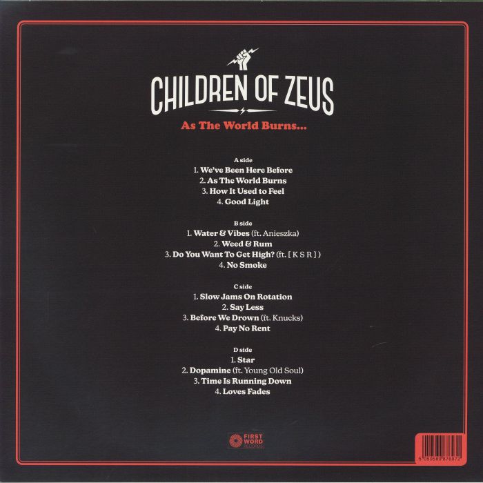 Children Of Zeus – As The World Burns... (2xLP, Water Blue, First Word Records, 2026) Back Cover