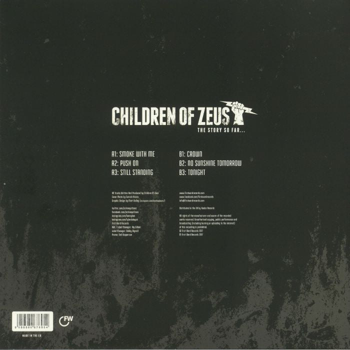 Children Of Zeus – The Story So Far... (12", First Word Records, 2017) Back Cover