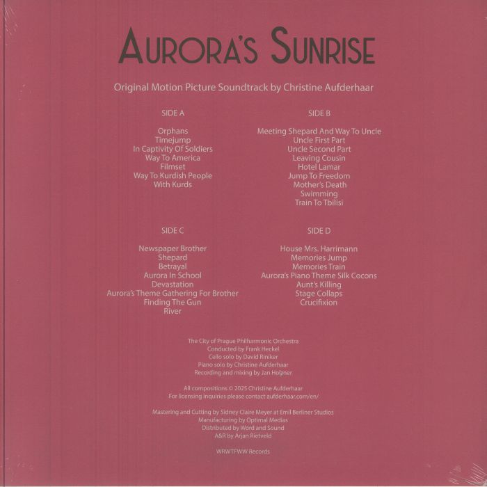 Christine Aufderhaar with The City of Prague Philharmonic Orchestra – Aurora's Sunrise (Original Motion Picture Soundtrack) (2xLP, We Release Whatever The Fuck We Want Records, 2025) Back Cover
