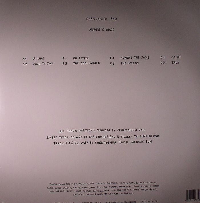 Christopher Rau – Asper Clouds (2x12", Smallville Records, 2010) Back Cover