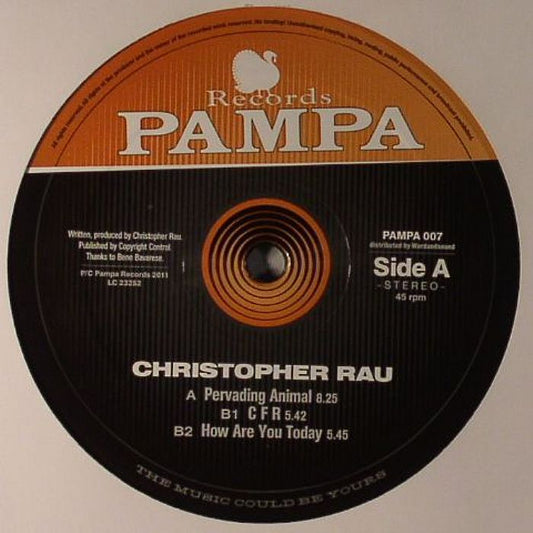 Christopher Rau – Pervading Animal (12", Pampa Records, 2011) Front Cover