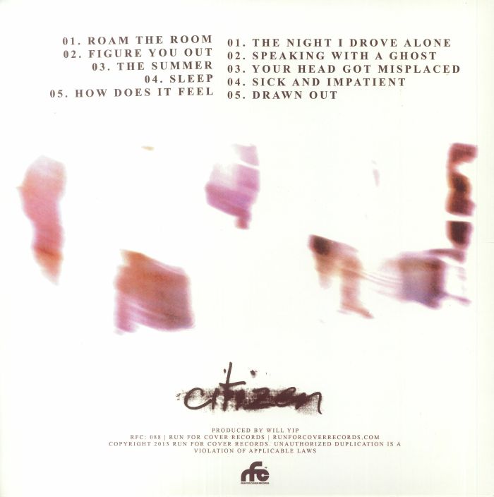 Citizen – Youth (LP, Highlighter Yellow, Run For Cover Records, 2022) Back Cover