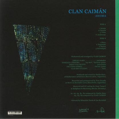 Clan Caimán – Asoma (LP, EM Records, 2025) back cover
