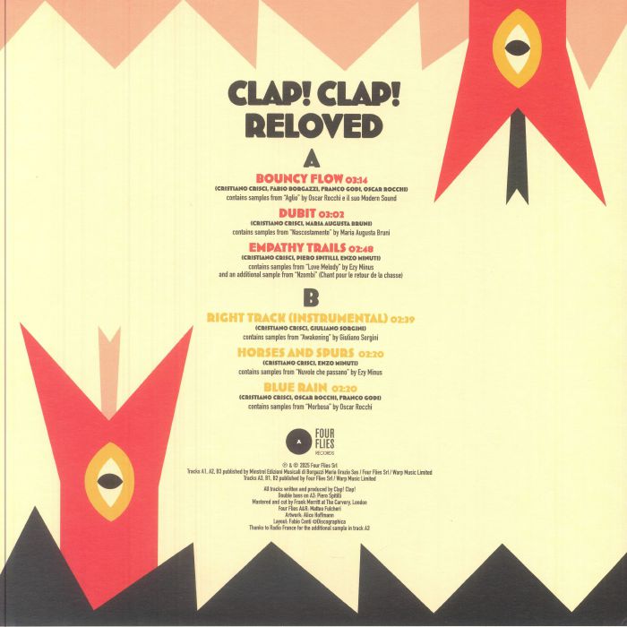 Clap! Clap! – Reloved  (LP, Four Flies Records, 2025) back cover