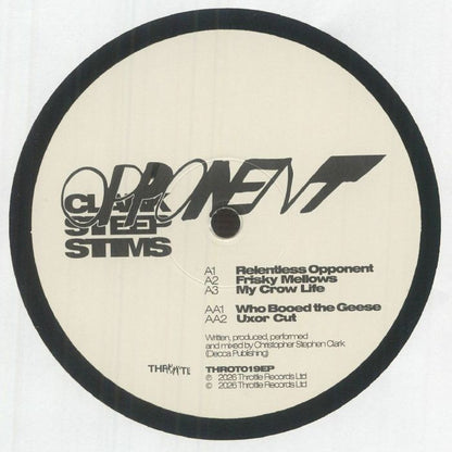 Clark – Opponent Stims (12", Throttle Records, 2026) Back Cover