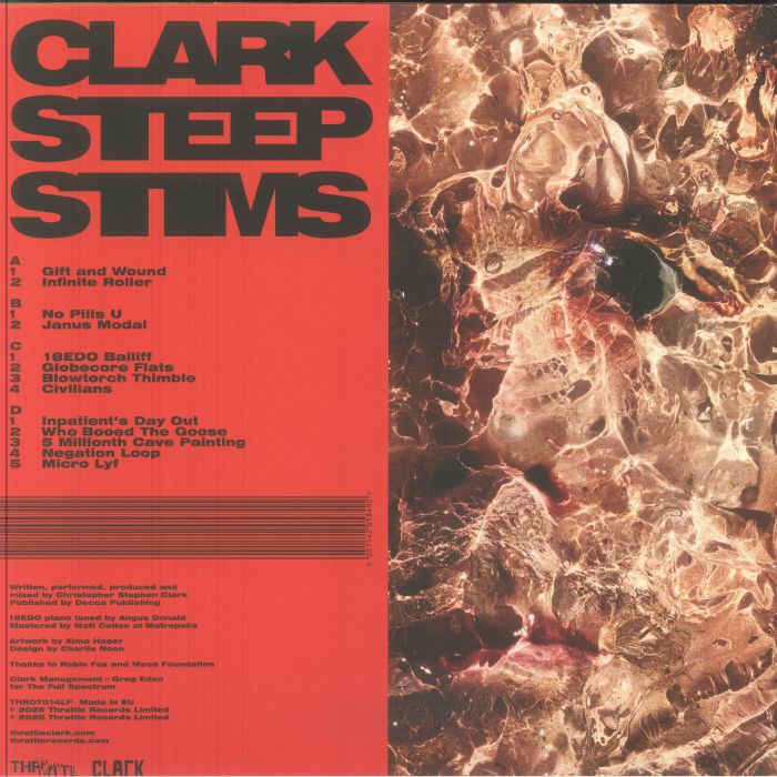 Clark – Steep Stims (2xLP, Black, Throttle Records, 2025) back cover