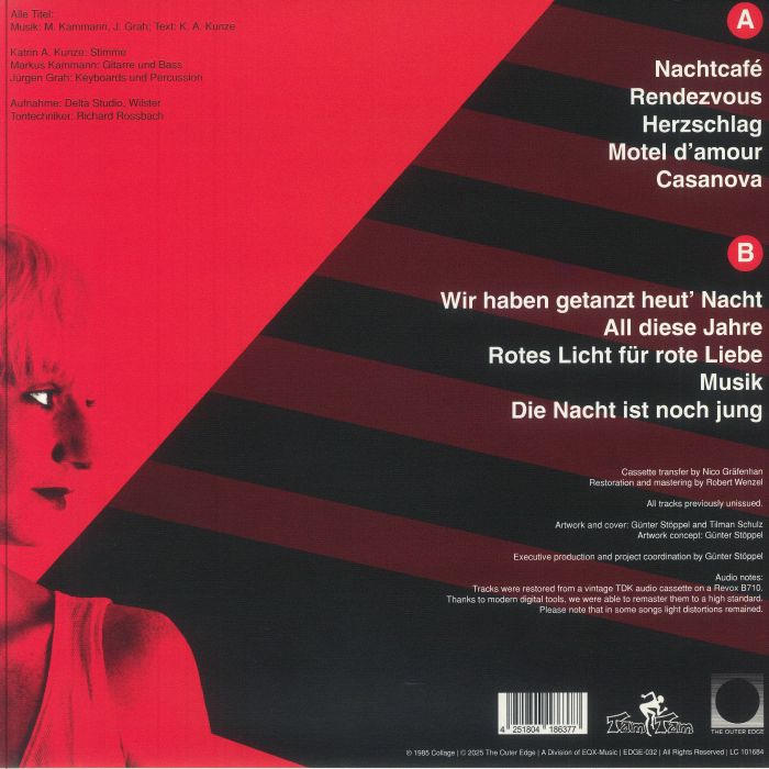 Collage – Motel D’amour (LP, Red Transparent, The Outer Edge, 2025) back cover