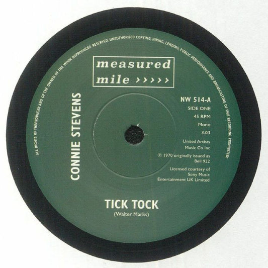 Connie Stevens – Tick Tock / Keep Growing Strong (7", Measured Mile, 2025) front cover